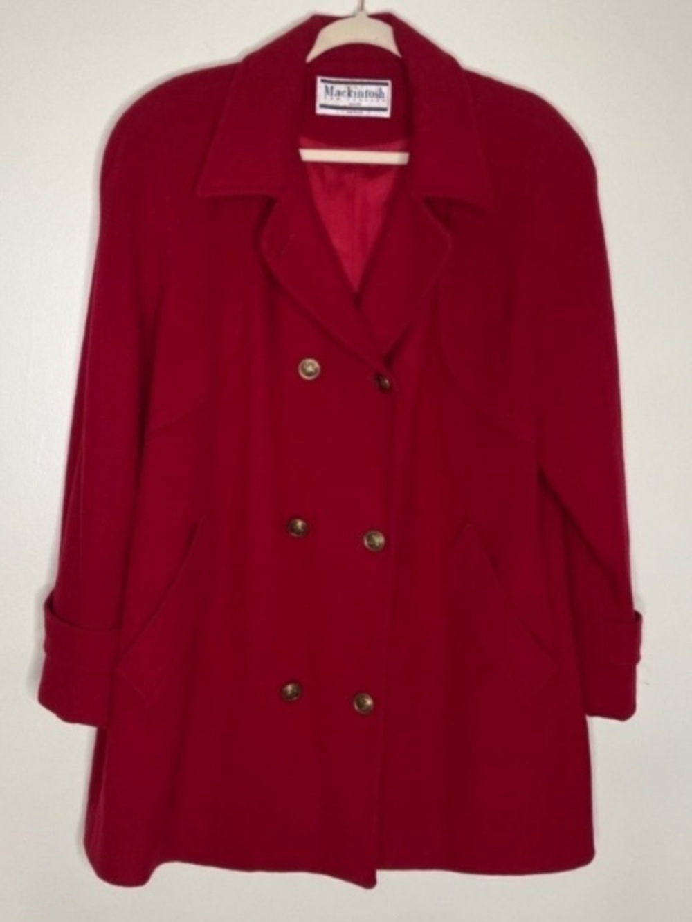 Mackintosh New England Vintage Made in USA red 100% wool coat 12
